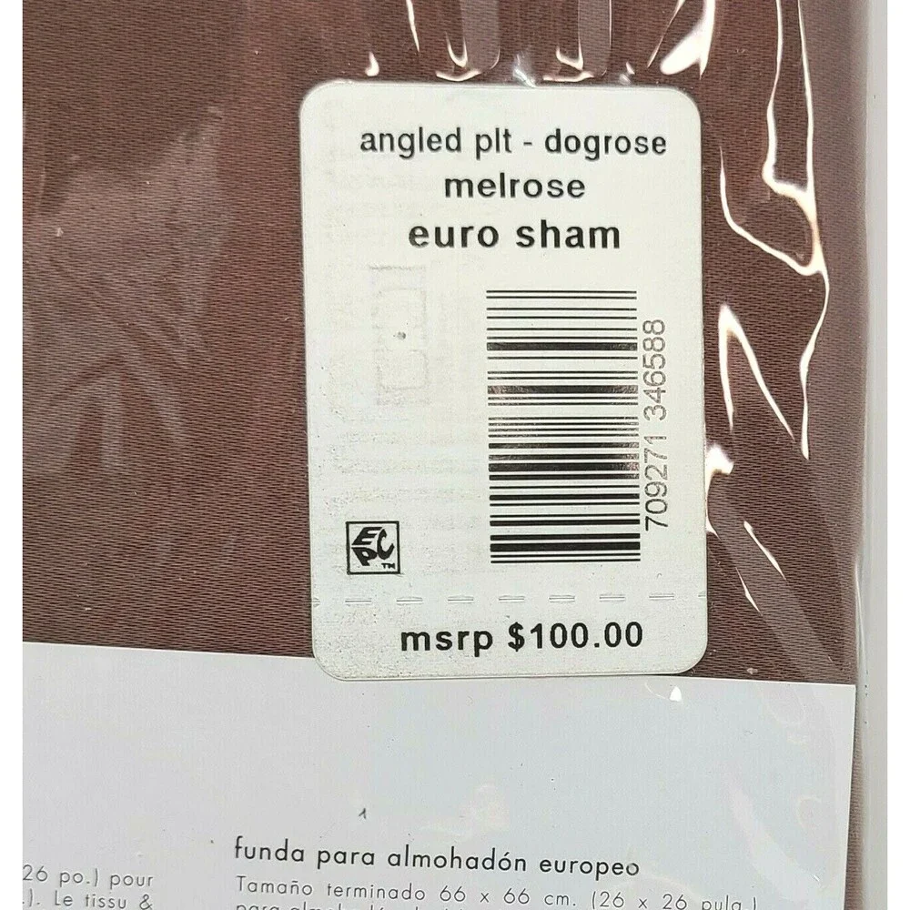 Calvin Klein Euro Sham Melrose Angled Pleat Dogrose 26 x 26 in. pillow sham NIP